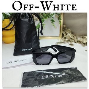 NWOT Off-WhiteDOVER Dark Grey Square Unisex Sunglasses